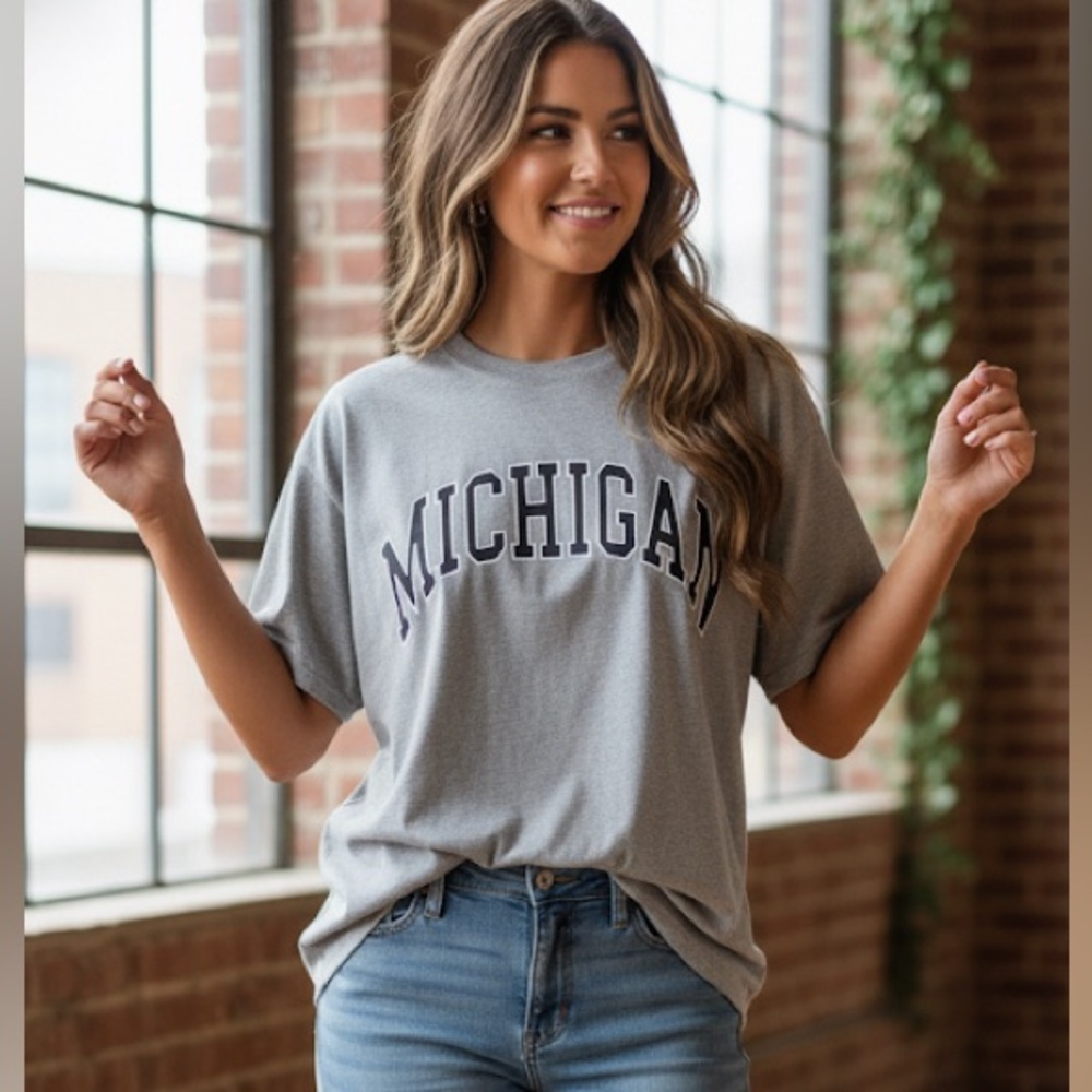 Gray Michigan Short Sleeve Tee
